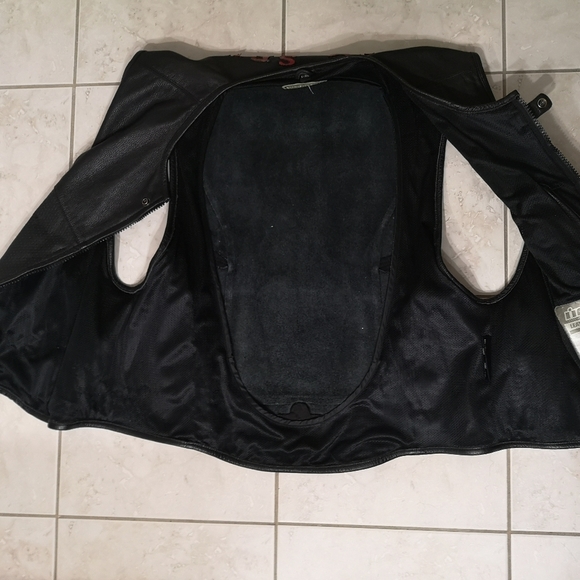 80s Black Leather Terminator Tactical Motorcycle Biker Vest - Picture 4 of 5